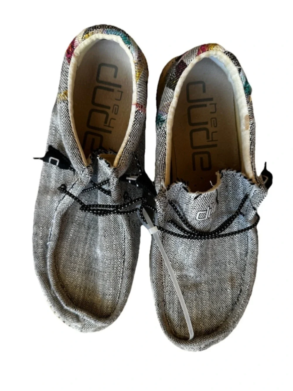 Hey Dude Wally Funk Etno Grey Mens 9 Casual Slip On Loafers Flex Fold Shoes